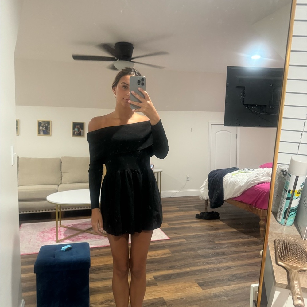 Princess Polly Black Off-Shoulder Mini Dress